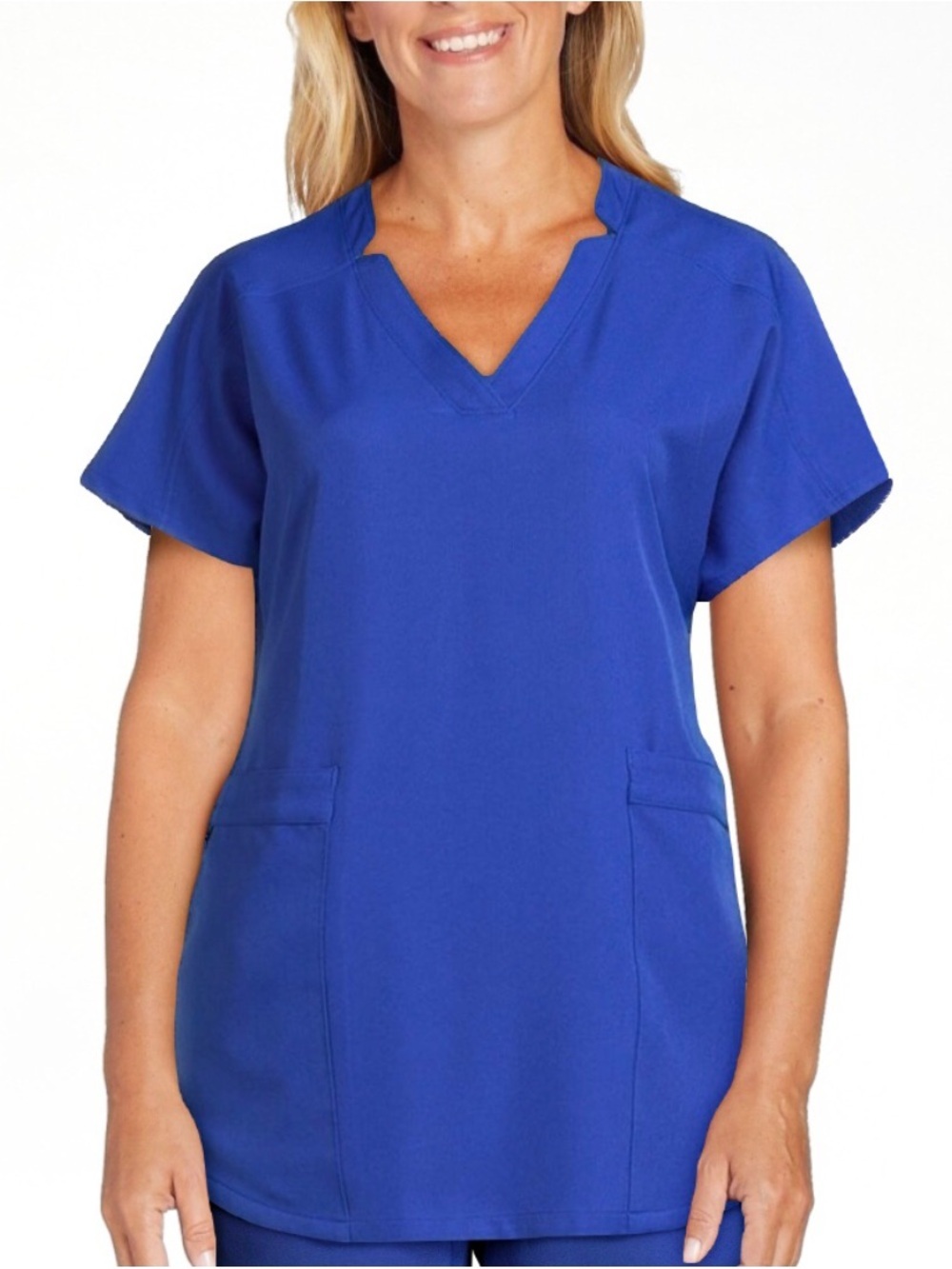 ClimateRight Cuddl Duds 3X Metro Blue Scrub Top NWT 6 Pocket 4-Way Stretch